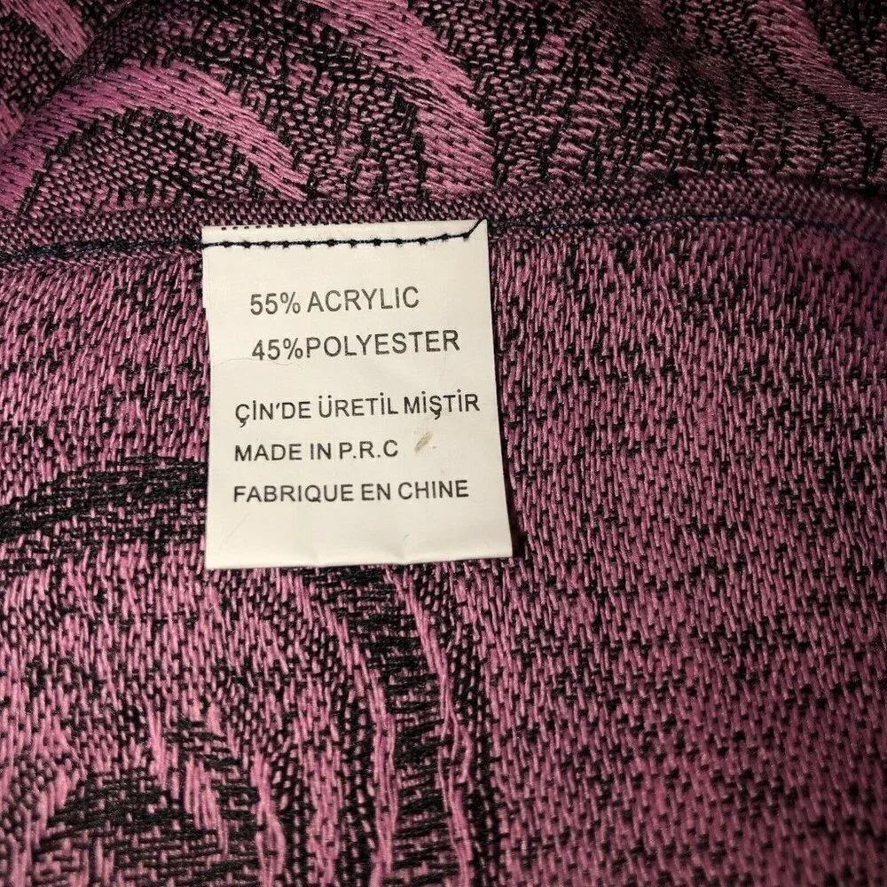 Pink and Black Rayon Paisley Print Fringe Wrap Scarf 27